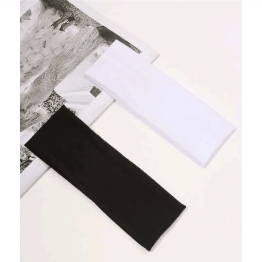 KIT FAIXAS DE CABELO TIARA GINÁSTICA ACADEMIA ESPORTE BRANCO PRETO Dia a Dia