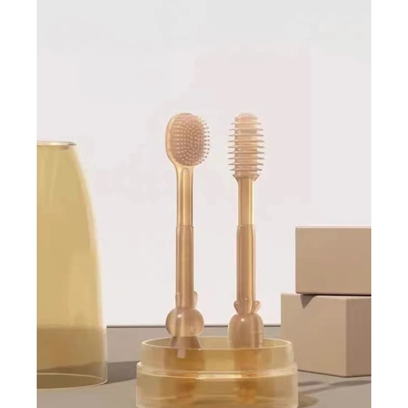 Escova de Dente Infantil silicone para bebê 2 unidades c/ estojo -envio imediato