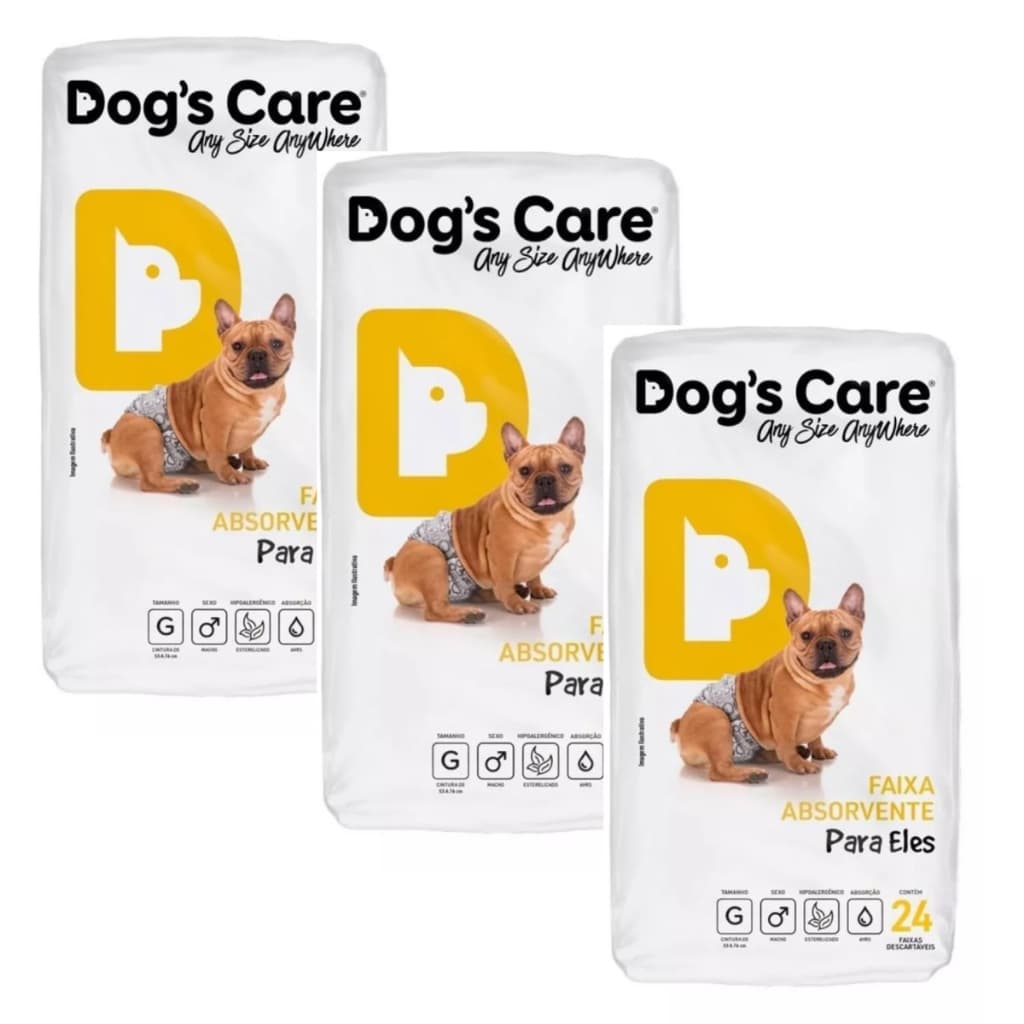 Kit Fralda Descartável Higiênica P/ Cães Macho Dogs Care G 72 Un