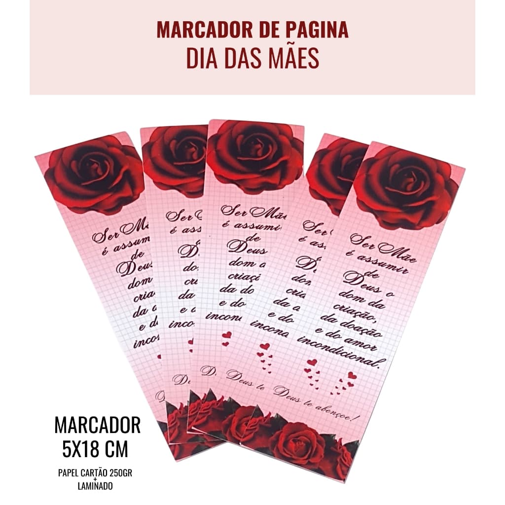 Marcador de Página Dia das Mães 5x18 cm Envio Imediato