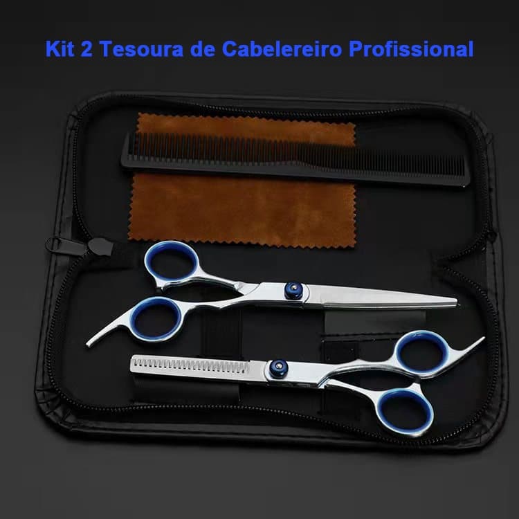 Kit 2 Tesoura De Cabeleireiro Profissional De Aço Inoxidável Corte Ferramentas De Estilo