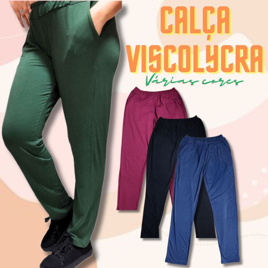 Calça Feminina Viscolycra com Bolso Lisa Básica