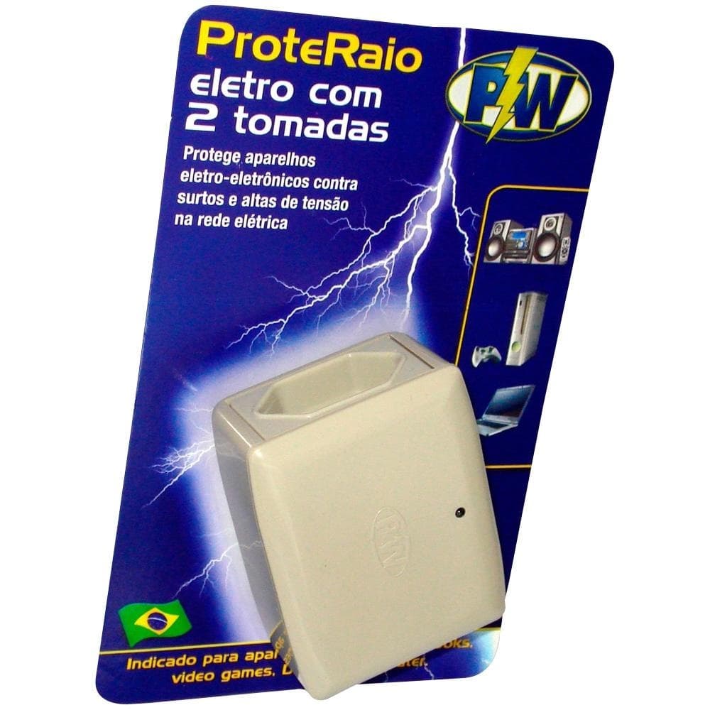 Protetor de Raio PW Eletro 2 Tomadas 10A 220V - Campeão de Vendas