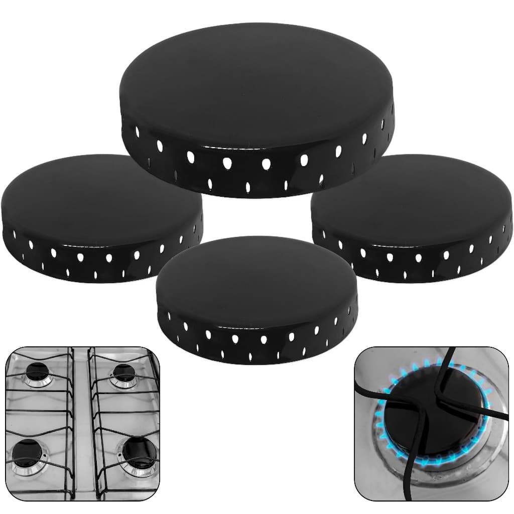 4 Espalhadores Tampinhas para Boca de Fogão Dako, Continental  e Consul 3 Pequenas 6cm  / 1 Grande 7,3cm