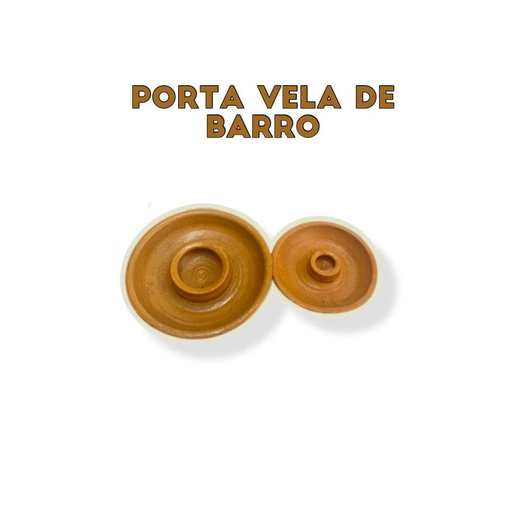 Porta Velas De Barro Castiçal Envernizado e Sem Verniz 7 dias e 1 vela