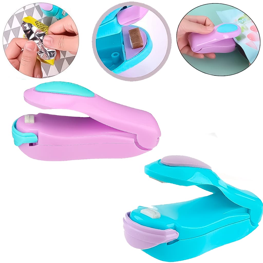 Mini Seladora De Plástico Para Lacrar Embalagens Portátil A Pilha Para Cozinha Pacotes De Alimentos