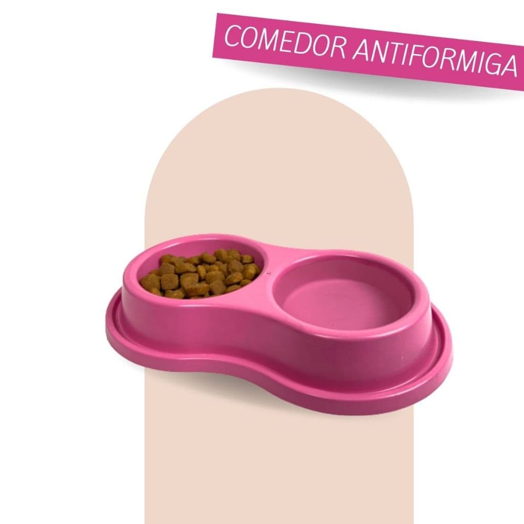 Comedouro Duplo Anti Formiga 250ml Para Gatos Cachorros Coelhos