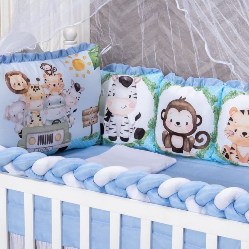 Kit Protetor de Berço Menina 12 Peças Completo Padrão Americano - Pronta Entrega