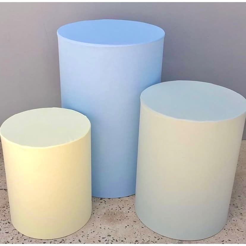 TRIO CAPAS MESAS CILINDRO P,M,G AZUL BB AMARELO BB E VERDE BB