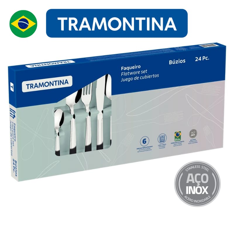 Faqueiro Tramontina 24 Peças Buzios em Aço Inox Alto Brilho