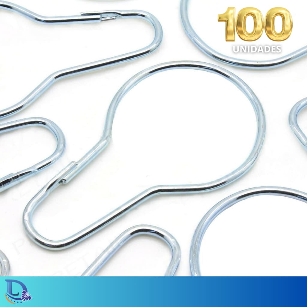 Argola Gancho Tipo Pera Para Cortina Tela com Trava Metal Argolão