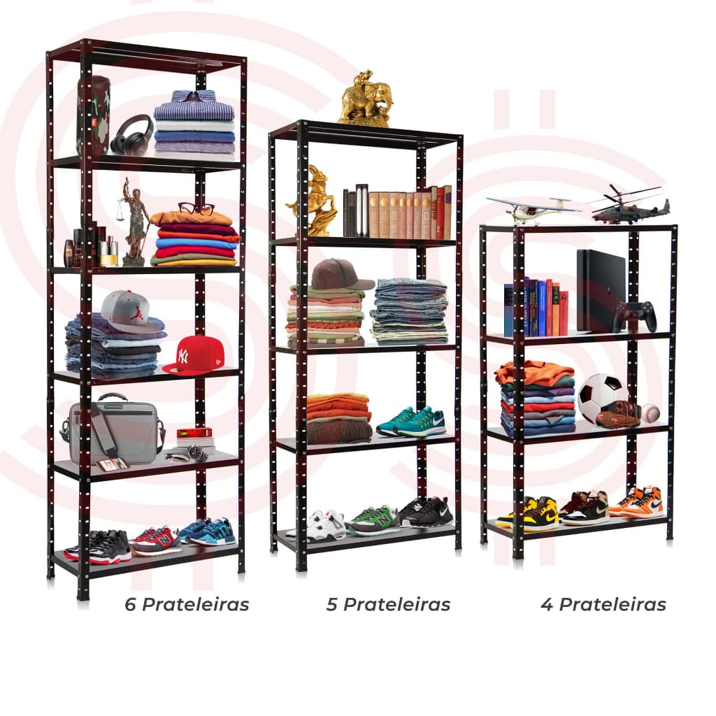 Estante Prateleira Aço Reforçada Livros Multiuso Organização Preta