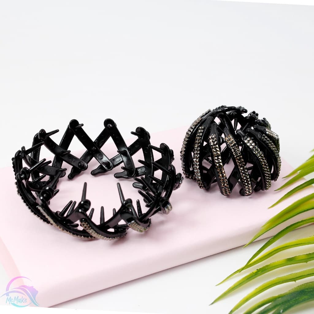 Presilha Coque Cabelo Enfeite Arranjo Rabo Cavalo Strass Grampo De Garra