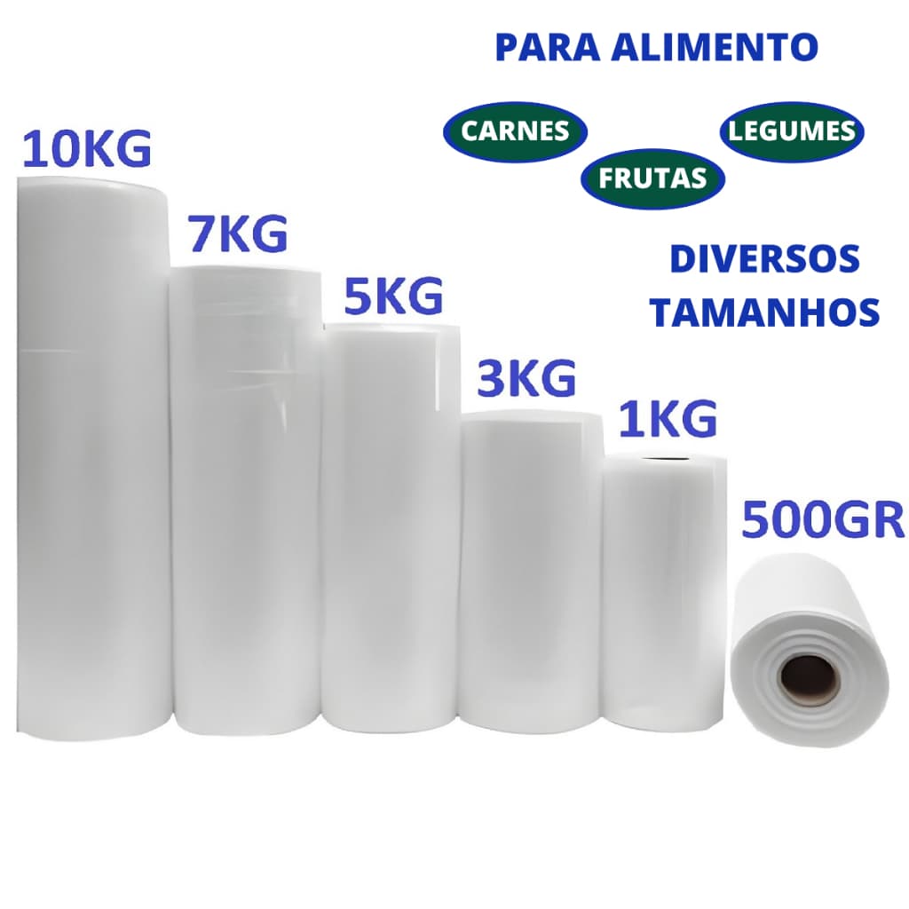 kit 2 Bobina Plástica Picotada Sacos plásticos Mercado Freezer todos os tamanhos