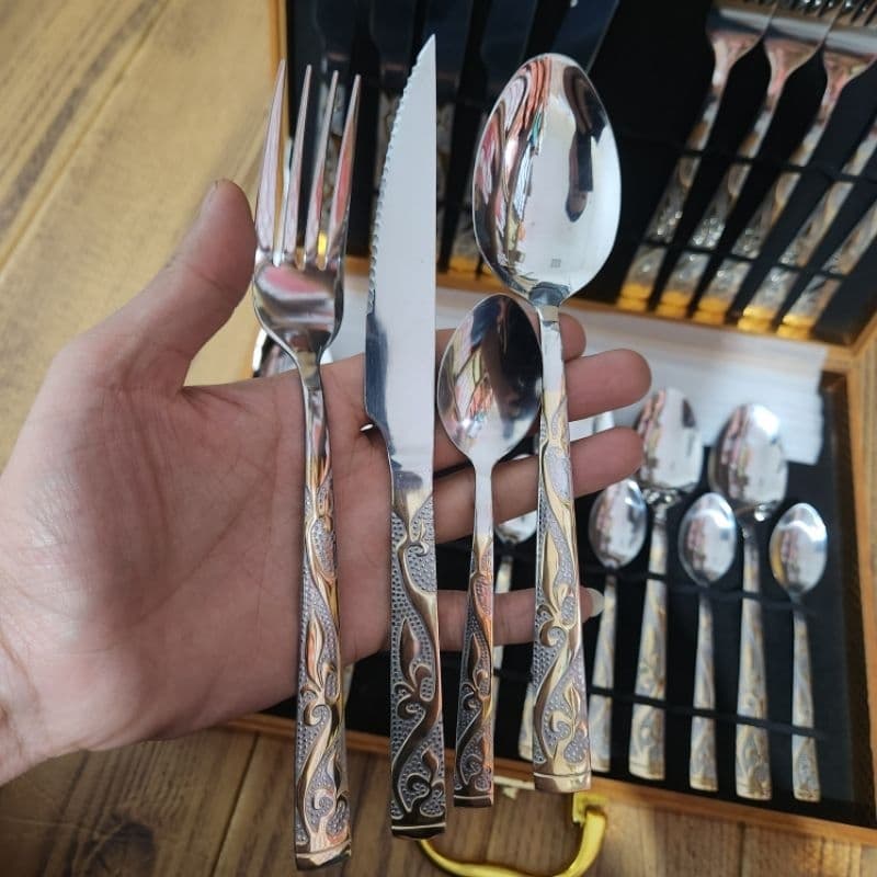 Faqueiro Kit de Talheres Com 24 Peças em Aço Inox