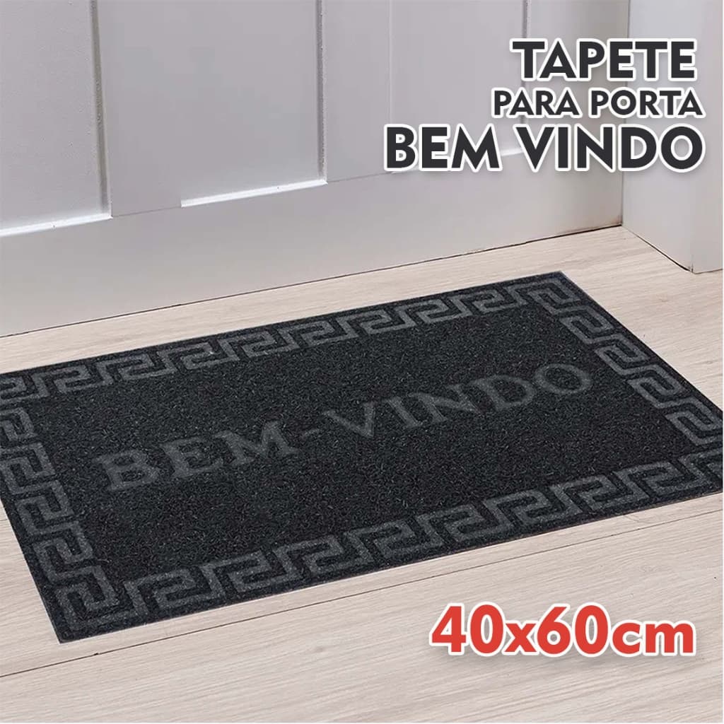 Tapete De Porta Bem Vindo Em Pvc 40x60cm Capacho Grosso Emborrachado Antiderrapante Diversas cores
