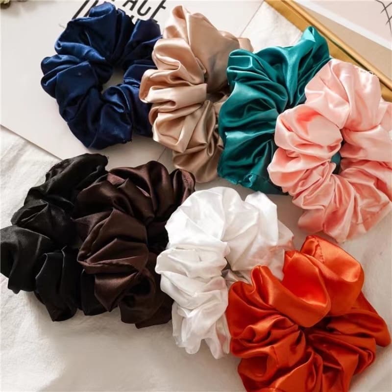 Kit 12 xuxinha scrunchies cetim de cabelo- cores aleatorias