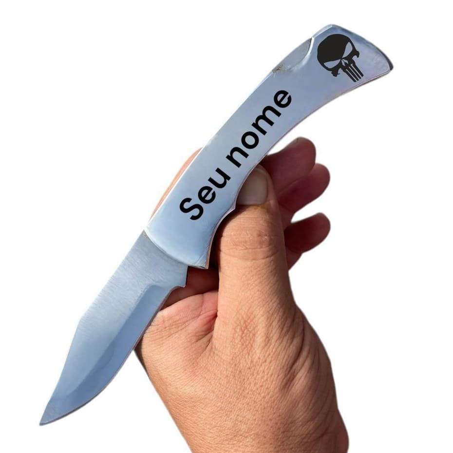 Canivete De Bolso em Inox Personalizado Com Presilha