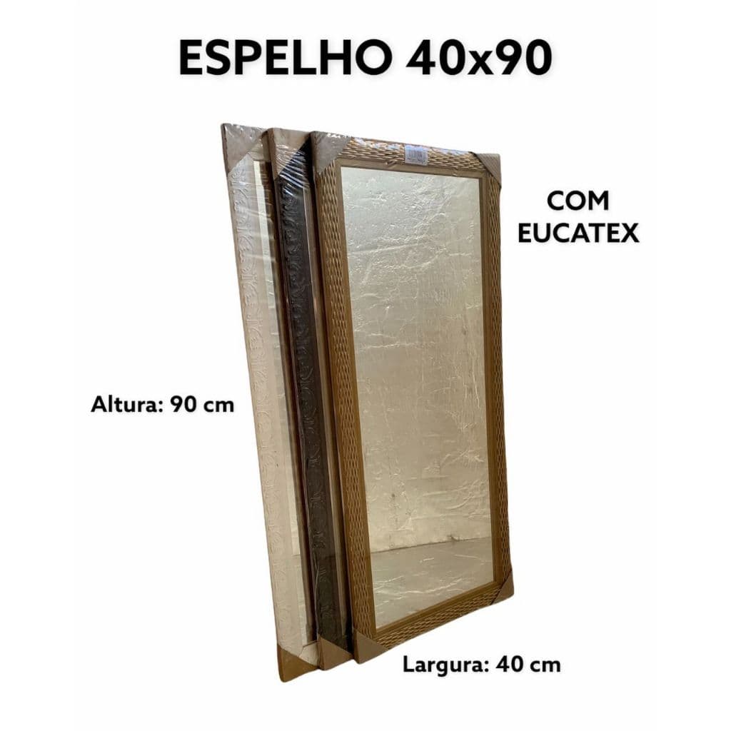 Espelho Grande Moldura Decorativa Madeira 90x40 cm e 68x68 cm P/Sala, quarto, salão, escritórios, provadores Vidro