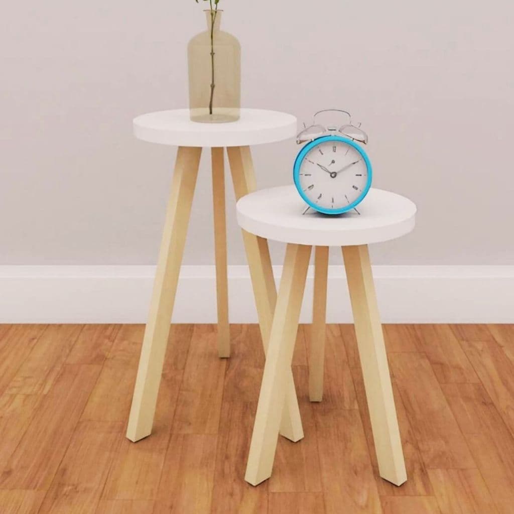 Conjunto 2 Mesinhas de Centro Em MDF Redondo Branco Sofisticado E Moderno