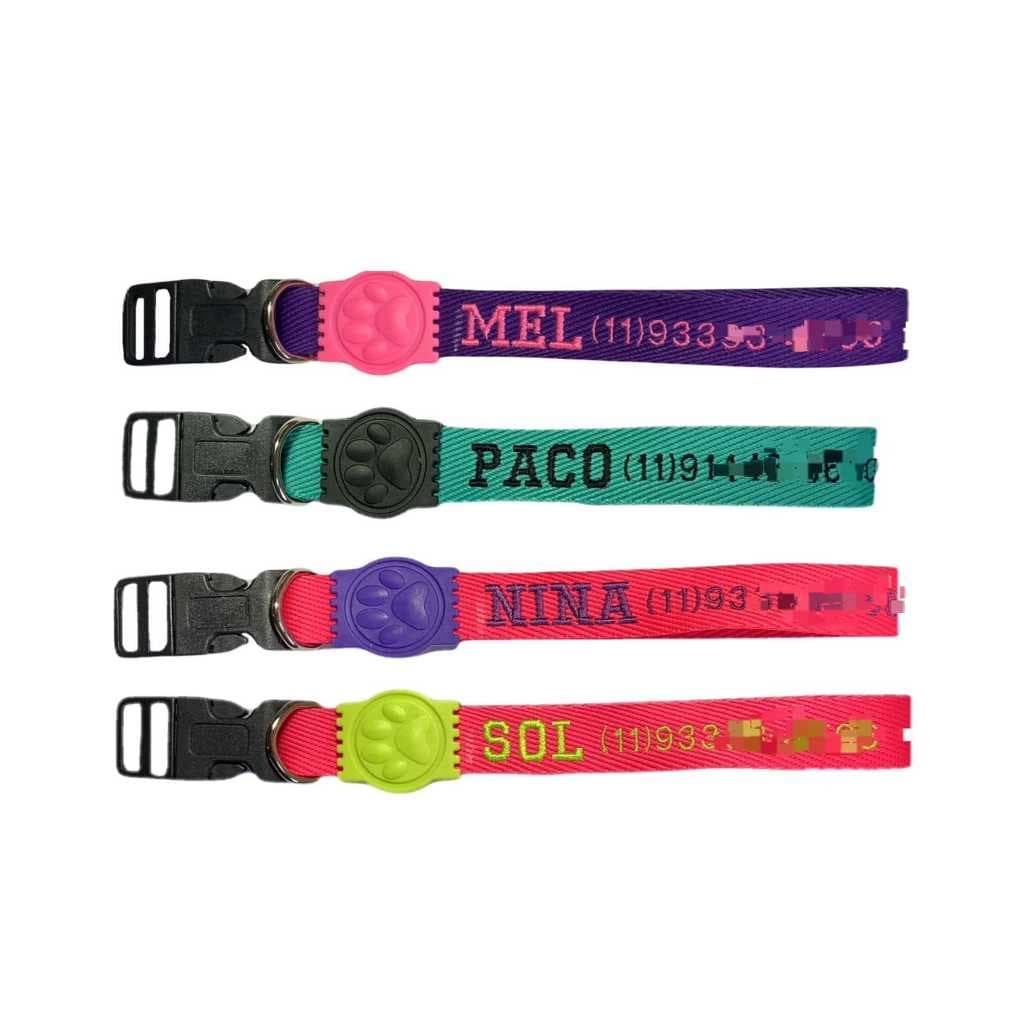 Coleira para CACHORRO personalizada com nome e telefone ( A PARTIR DE 30CM)