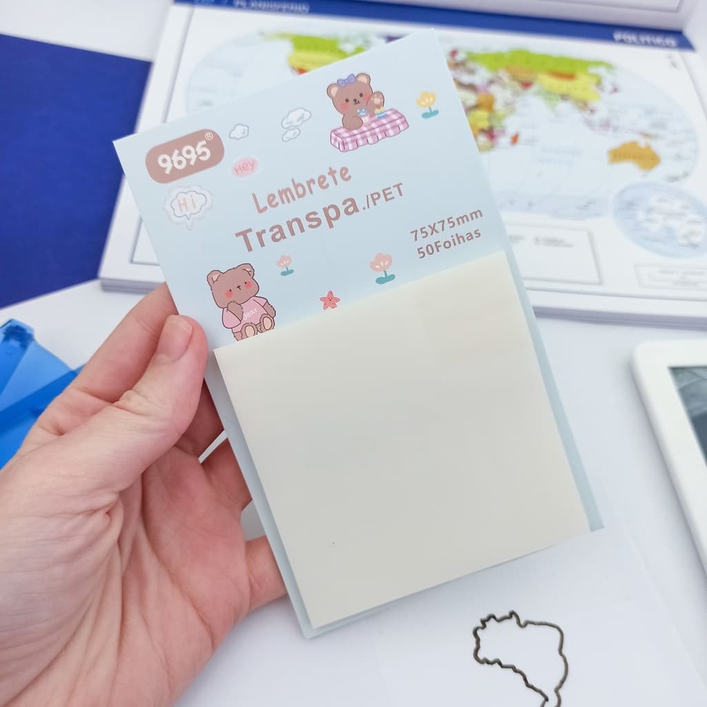 Bloco Adesivo Transparente Quadrado 75 x 75 mm 50 Folhas - Importado