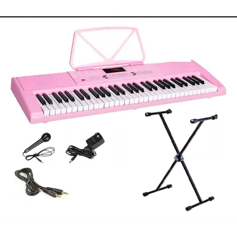 Teclado piano Musical Profissional 61 Teclas 300 Rit+ Suporte+fonte+cabo ligar na caixa MXT
