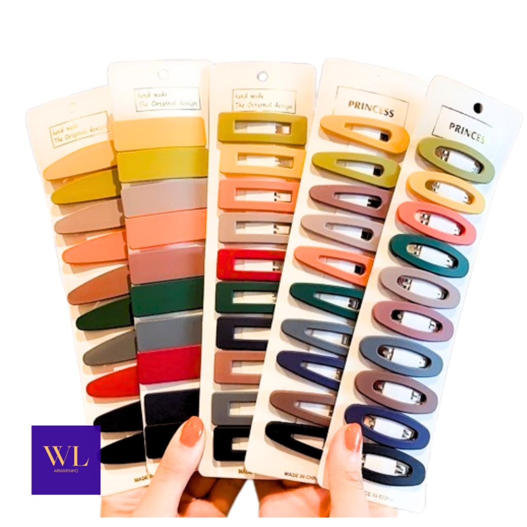 KIT Grampos Tic Tac Presilhas Geométricas Coloridas e Aumentadas - Acessórios de Moda Para Mulheres e Meninas -WL