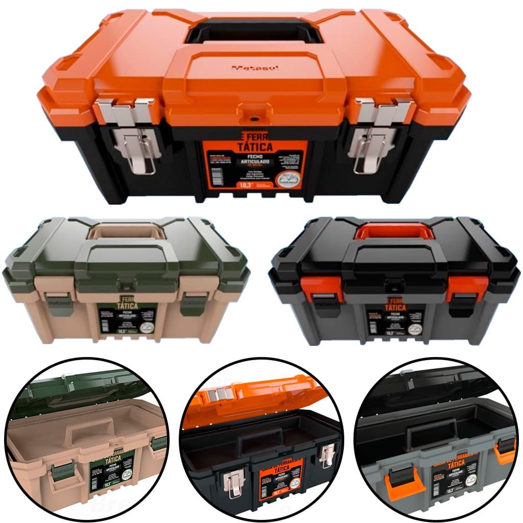 Caixa De Ferramentas - Maleta Grande - Resistente Reforçada - Diversas Cores e Tipos Com Badeja Metasul Original Mecânico Marceneiro Eletricista Pedreiro