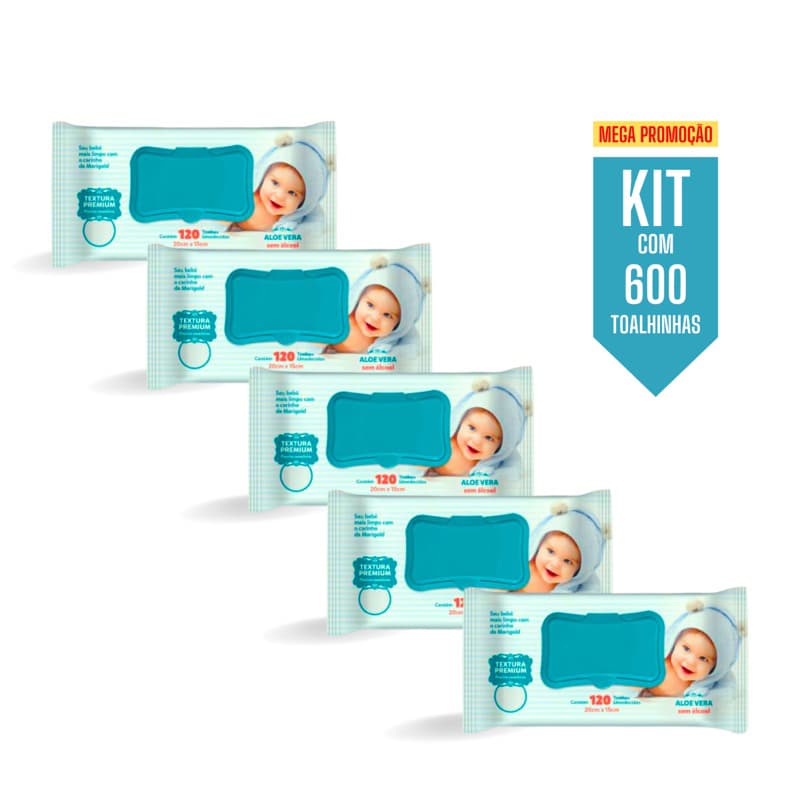 Toalha/lenço Umedecido Marigold Baby 120 Un - Kit Com 5 Unidades : Premium, camomila e RN