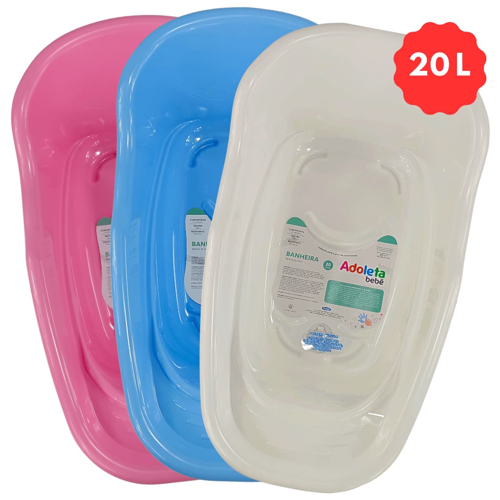 BANHEIRA DE BEBÊ ADOLETA 20 LITROS AZUL ROSA