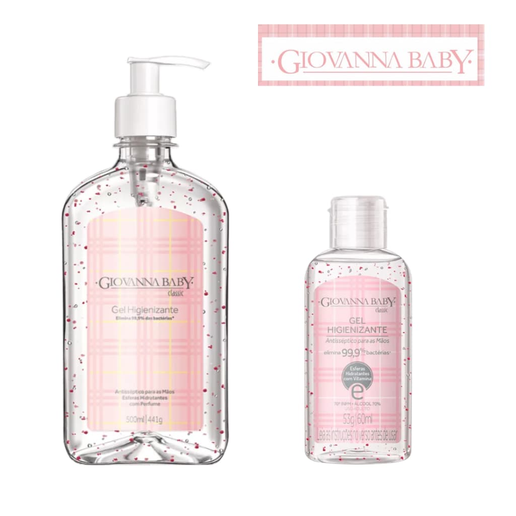 Kit 2 Álcoool em Gel Higienizante Giovanna Baby Classic 500 ml + 60 Ml