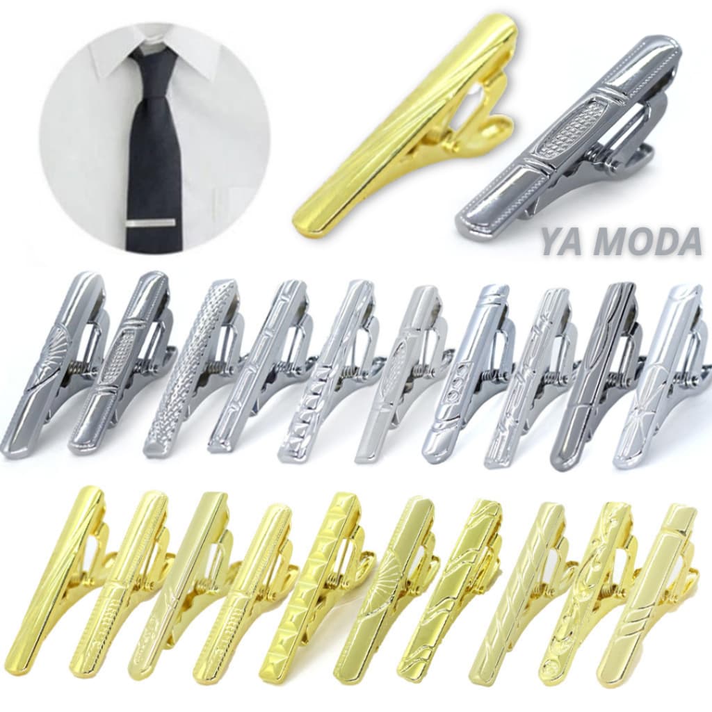 Prendedor de Gravata Slim Social Metal 4cm Prata e Dourado Kit 5/10/20 Unidades Acabamento Impecável