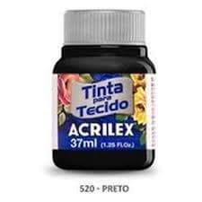 Tinta Tecido Fosca 37 ml - Cor Preto - Acrilex
