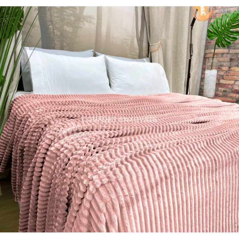 Manta Cobertor Aveludada Canelada Avulsa Casal 2,00 x 1,80 Cobre leito Riscada Microfibra Soft Quentinha Macia