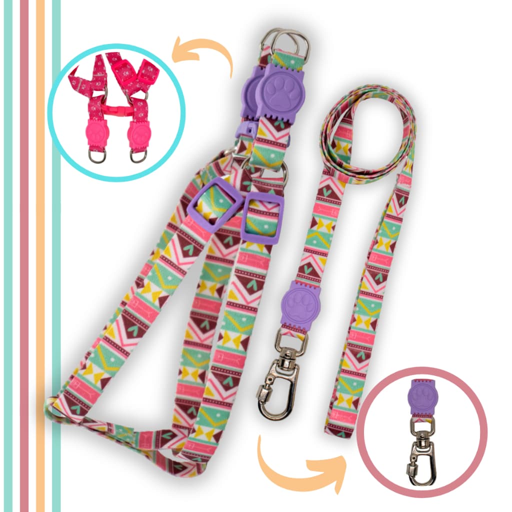 Coleira guia pet cão gatos ajustável com regulagem