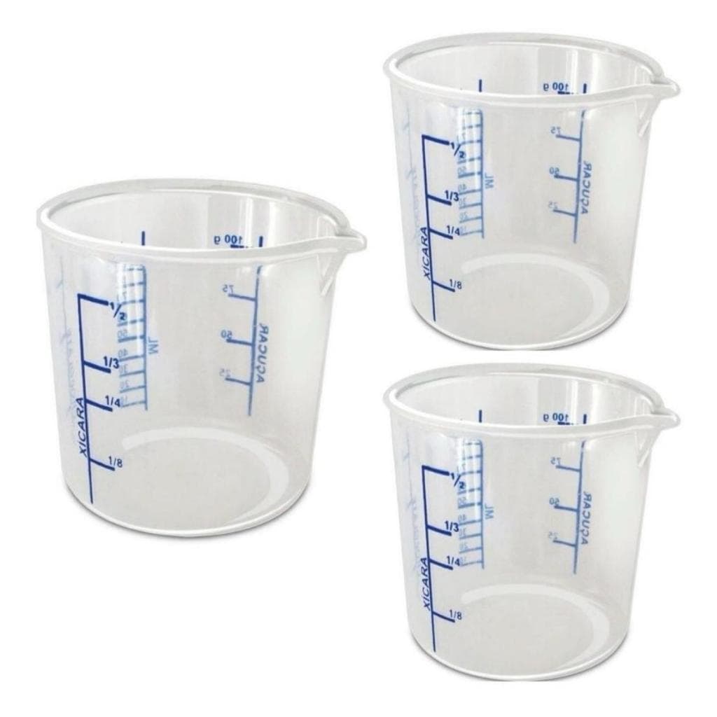Kit com 3 Copinho Culinário Medidor 100ml Injetemp