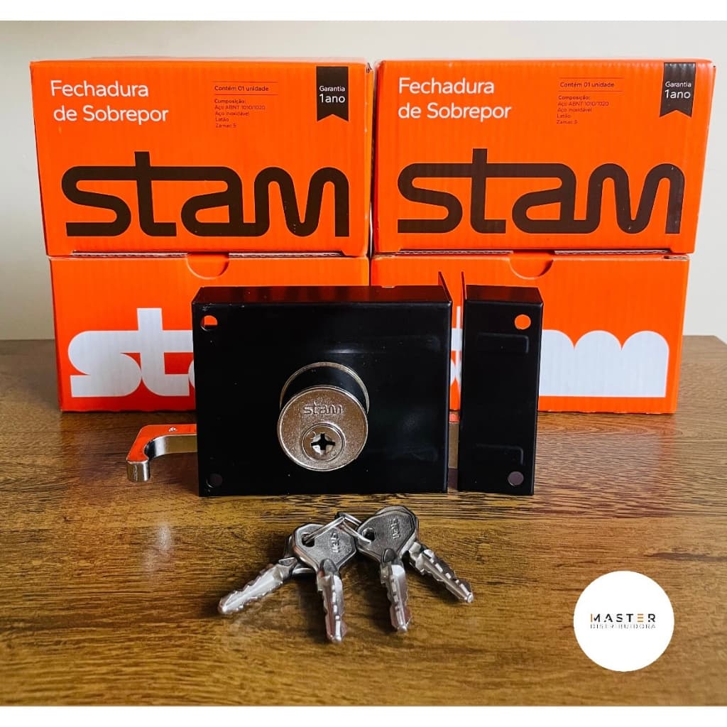 Fechadura 1701/100 Sobrepor Tetra Portão (Com 4 Chaves) STAM