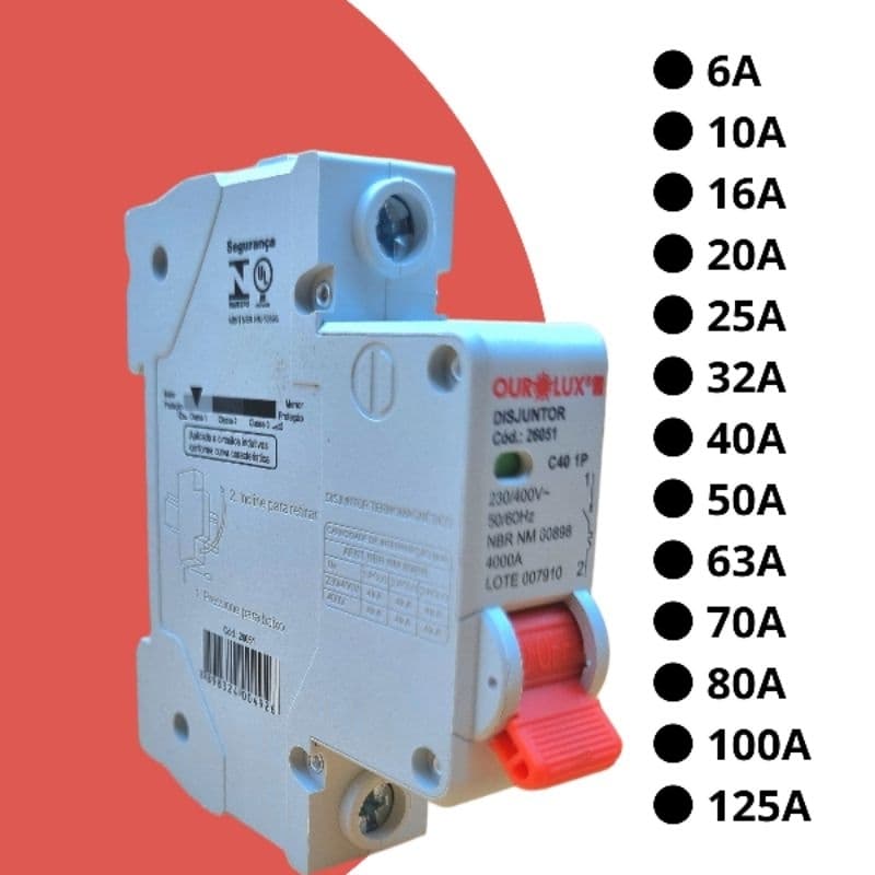 Disjuntor curva C monopolar monofásico para ar condicionado chuveiro bomba d'água 6A 10A 16A 20A 25A 32A 40A 50A 63A