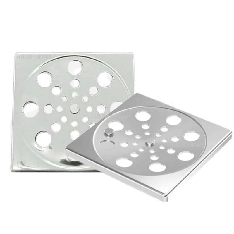 Ralo Tampa Grelha 10x10cm ( INOX QUADRADO ) Abre E Fecha Rotativo Banheiro Lavabo Cozinha