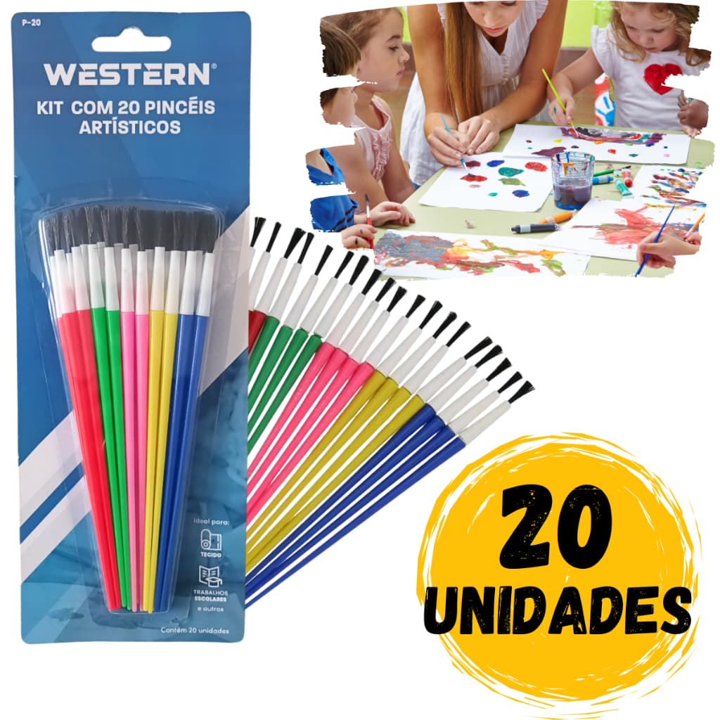 Pincel Artísticos Redondo Pincel Escolar Infantil Pintura Artes Para Guache