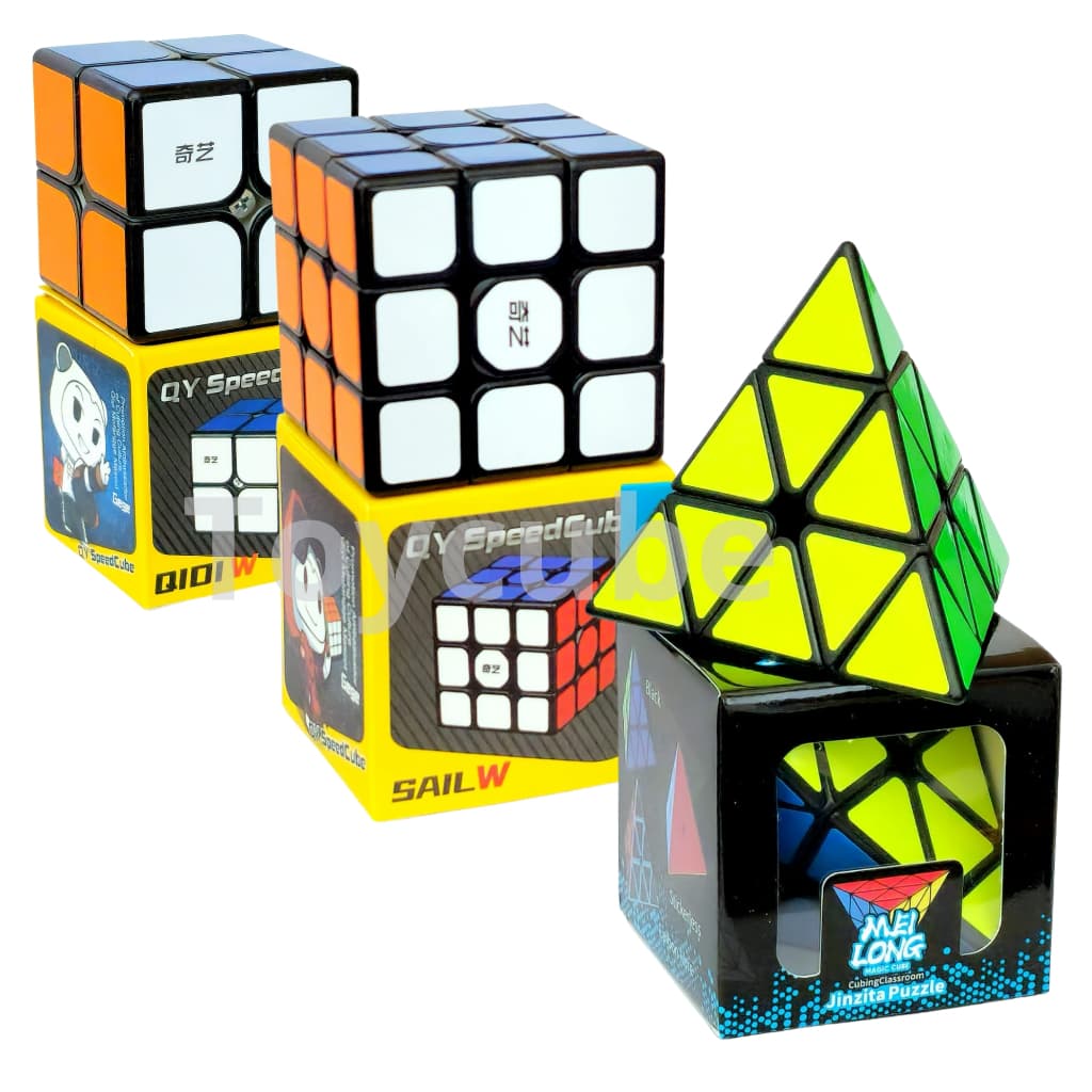 Kit 3 Cubos Mágicos 2x2 + 3x3 + pirâmide Profissional Moyu / QIYI