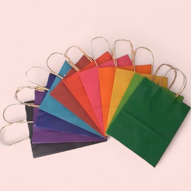 10~40 SACOLAS DE PAPEL  M 21,5x17,5x8,5 12 CORES (LC)//