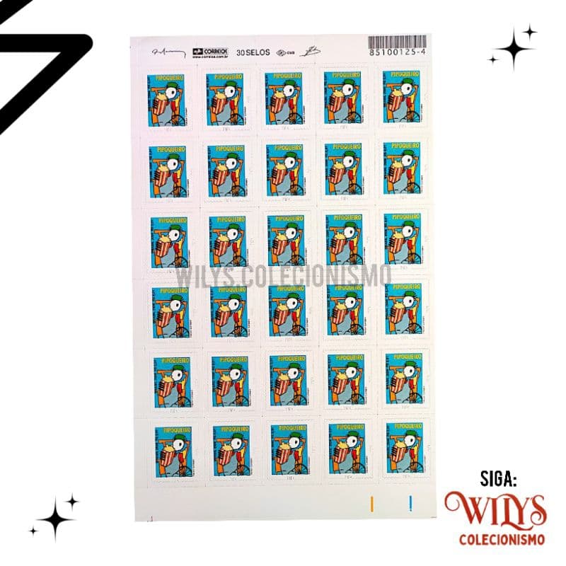 Folha de Selos Pipoqueiro - 30 Selos - Selo Carta Social - 2011