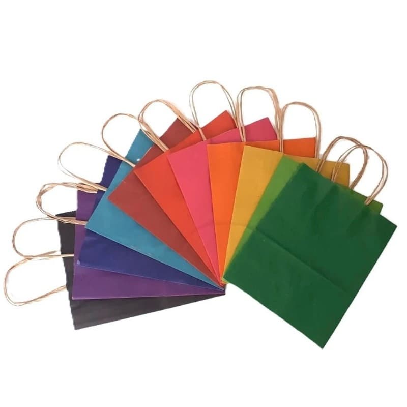 10~40 Sacola de Papel Kraft LEMBRANCINHA COLORIDAS 21,5x17,5x8,5 (LC)OFF