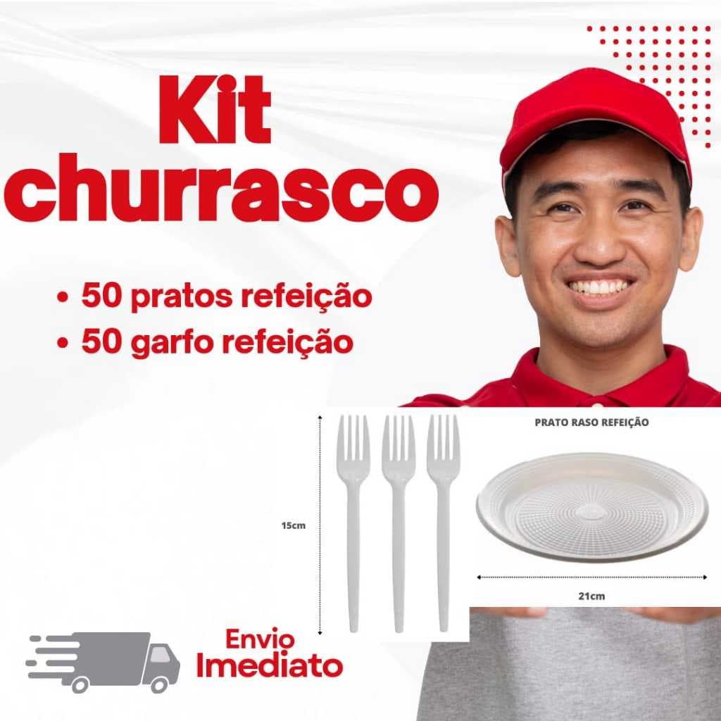 Kit Descartáveis Refeição 50 Pratos E 50 Garfos Total 100 UND