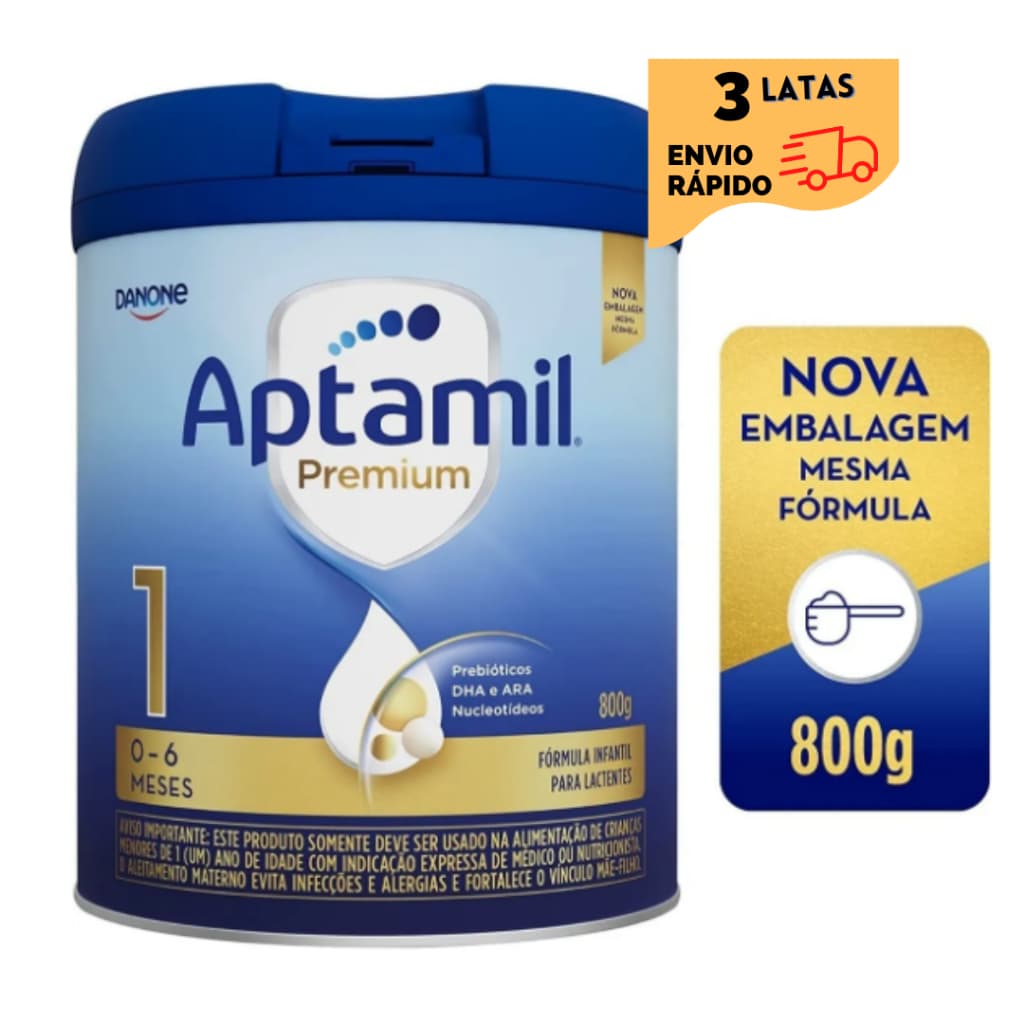 3 Latas- Fórmula infantil Aptamil Premium 1 Danone -800 g