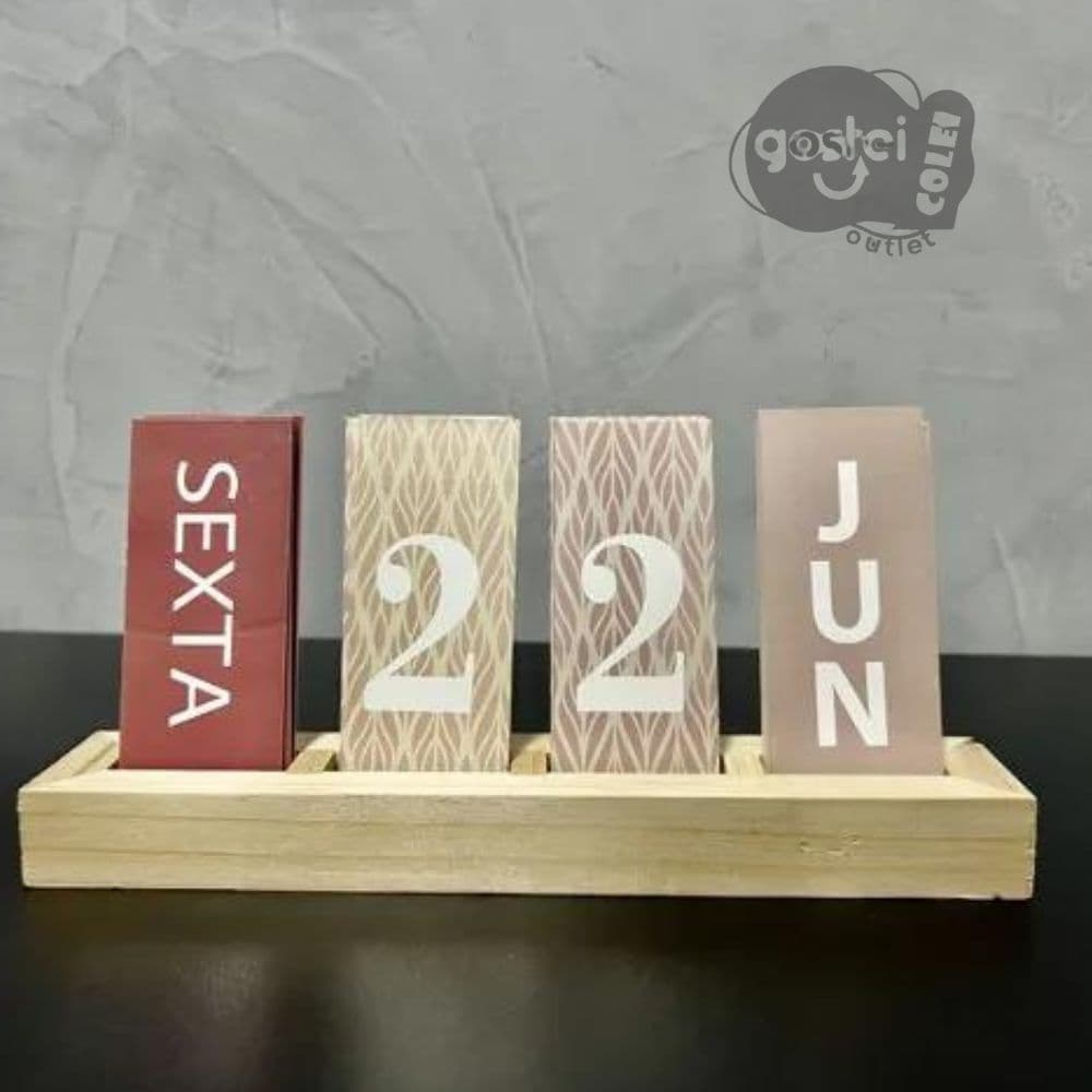 Calendário de Mesa Decorativo com Plaquinhas para Mesa Escritório Decoração Casa