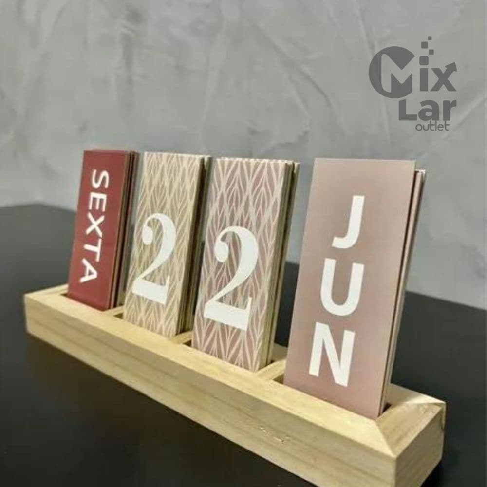 Calendário de Mesa Decorativo com Plaquinhas para Mesa Escritório Decoração Casa