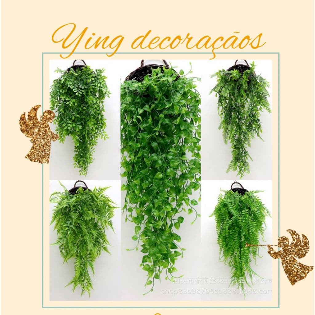 Planta Pendurada Verde Artificial Parede Folhagem Para Decoração - VÁRIOS MODELOS